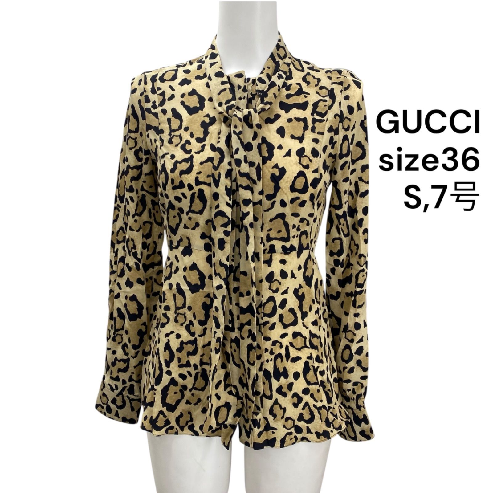 GUCCI グッチ レオパード柄 トップス☆16日迄☆ ○◇美品 グッチ GUCCI ブラウス シャツ 長袖 レオパード柄 ヒョウ柄