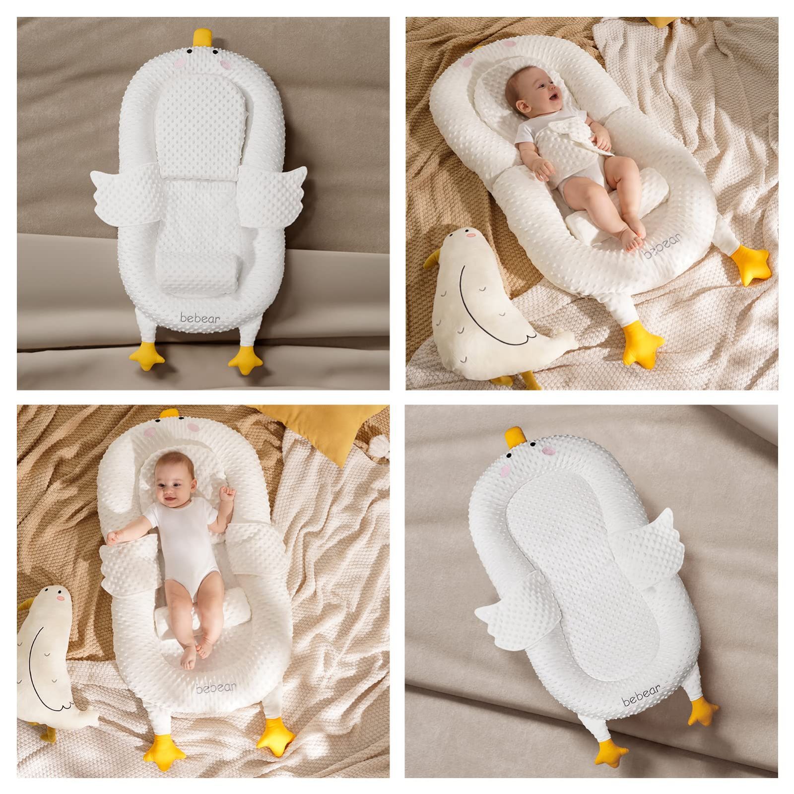 ベビーアムール Bebamour ベビーベッド 折りたたみ式 ベッドインベッド 添い寝 簡易ベッド 新生児 携帯型ベビーベッド 通気性 高さ Bebamour ベビーアムール 折りたたみ式ベッドインベッド ホワイト