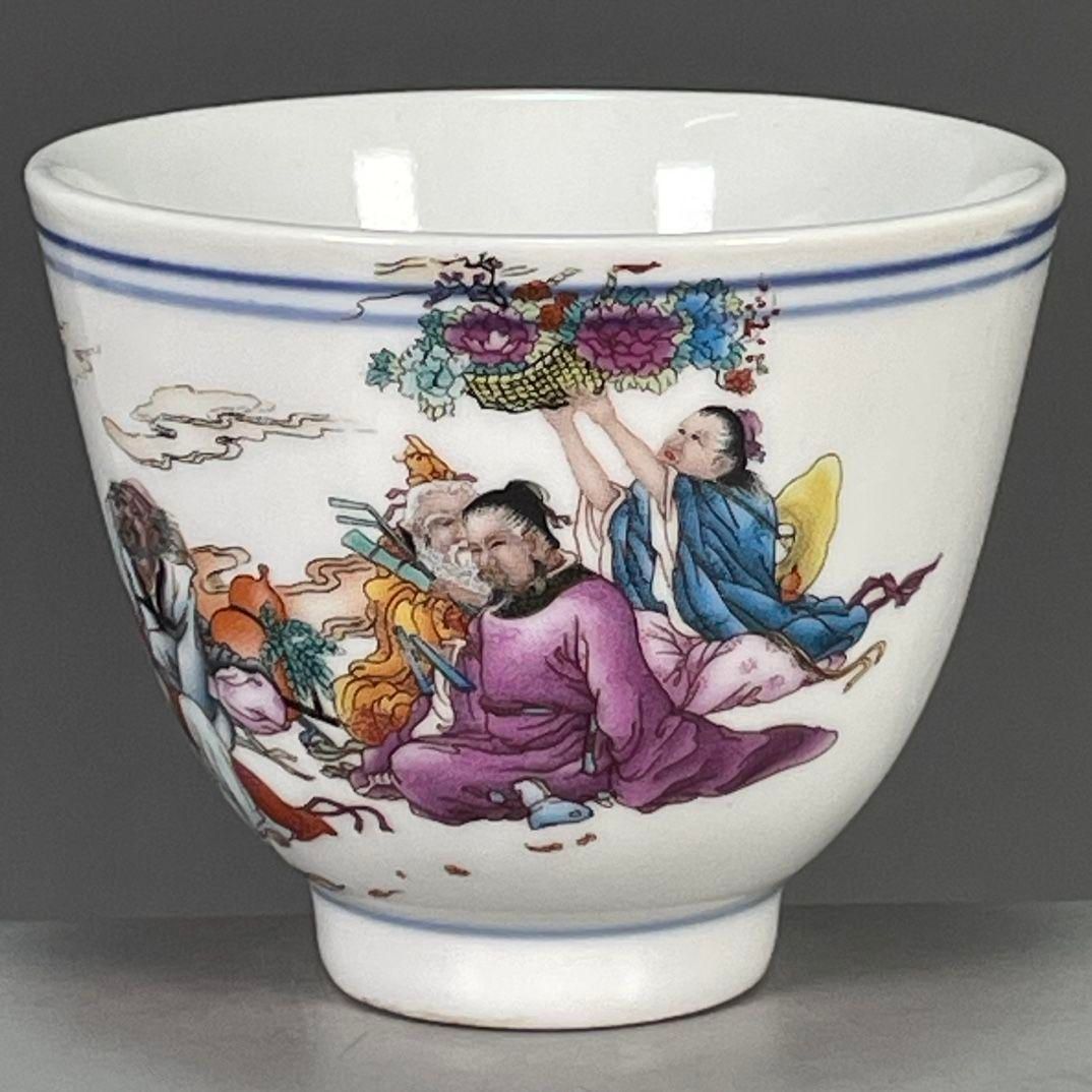 藍釉刻芭蕉葉杯 湯呑 中国茶器　飲茶食器 美品 美術品 装飾品 置物 藍釉刻芭蕉葉杯 湯呑 中国茶器 飲茶食器 美術品 装飾品 置物