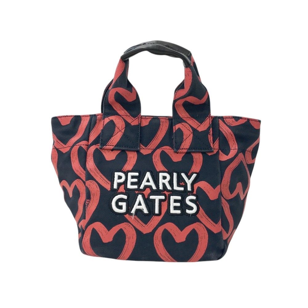 美品 PEARLY GATES ハンドバッグ カートバッグ ハート PEARLY GATES パーリーゲイツ カートバッグ ハート柄 ネイビー系