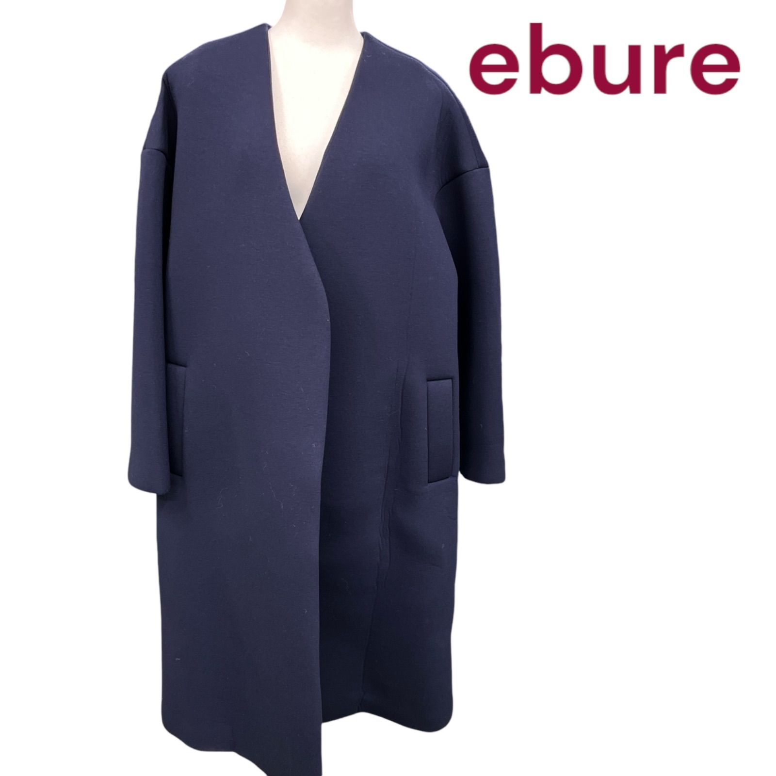 ebure ボンディングノーカラーコート黒 36（ロンハーマン 限定
