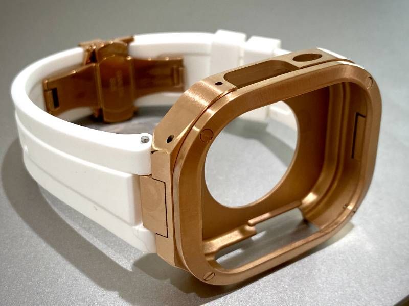 ホワイトローズ AppleWatchカバーケース 脱着 簡単 保護 49㎜ Ultra カスタム ステンレス ベルト ラバー バンド アップルウォッチ対応