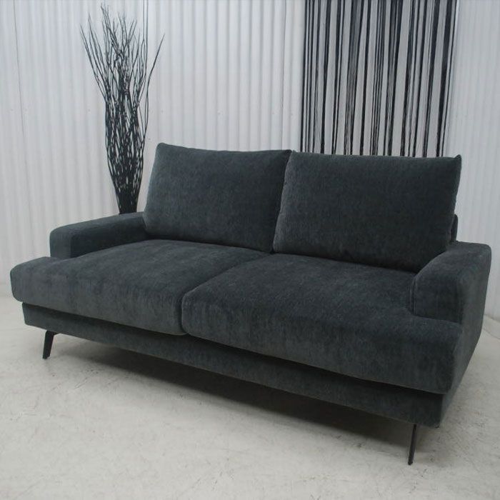 アウトレット 現品限り 一部送料無料 大 展示品 ラグジュアリーモダン ファブリック 164ｃｍ幅 チャコールブラック ソファー 250122-エレーナ2ｐ