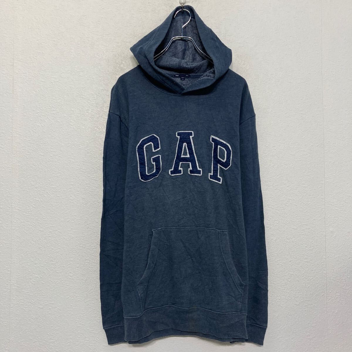 Gap プリント スウェット パーカー ギャップ XL ネイビー プルオーバー ビッグサイズ 裏起毛 古着卸 アメリカ仕入 a610-5085