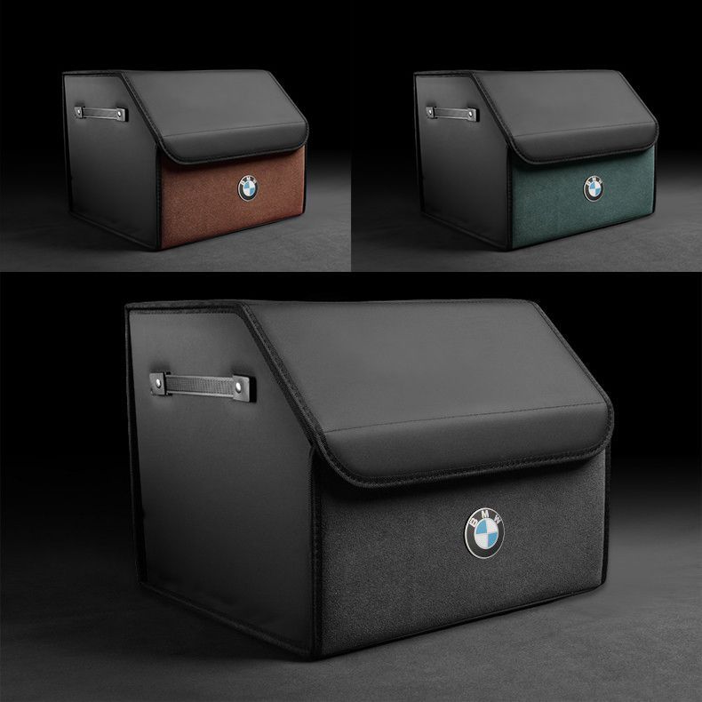 「BMW」金属logo汎用自動車収納ボックストランクバッグ ブラック/グリーン/ブラワン Sサイズ36*31*30cm