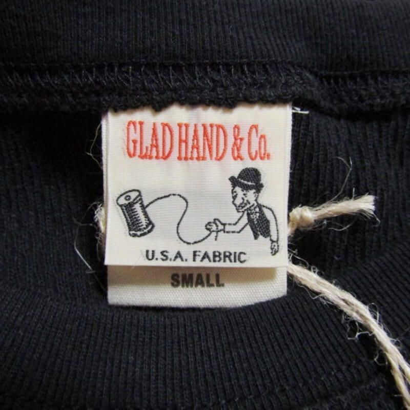 未使用 GLADHAND グラッドハンド 長袖Tシャツ GLADHAND-27 クルーネック WIDE WAFFLE L/S T-SHIRTS ブラック 黒 S タグ付き 27106859