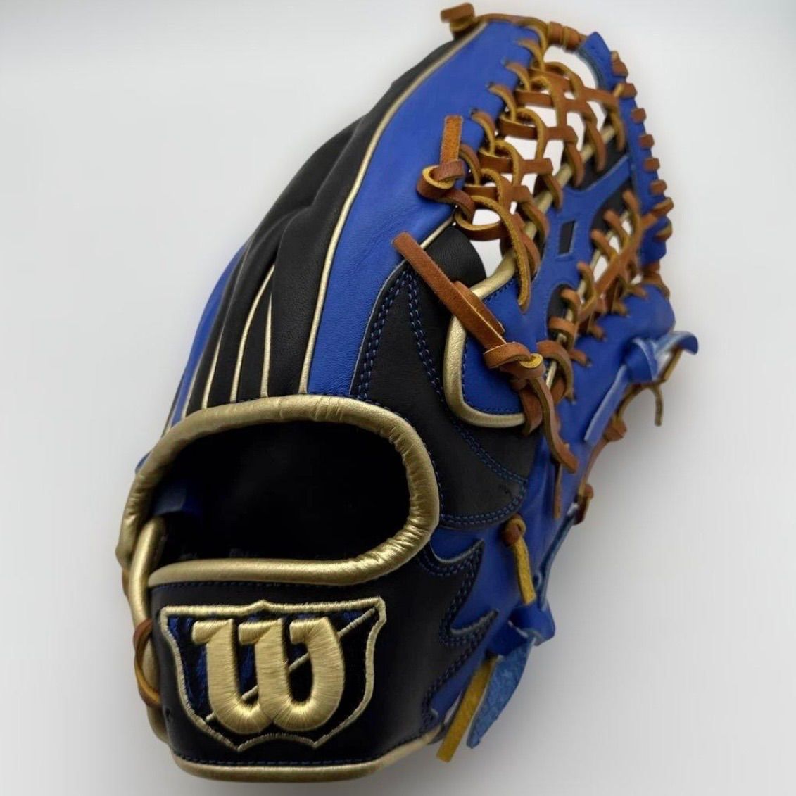 Wilson ウィルソン 軟式グローブ 外野手用青×黒 ゴールドロゴ