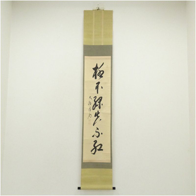 大徳寺 方谷浩明筆 柳不緑花不紅 一行書 肉筆紙本掛軸 保護箱 掛け軸 床の間 書 おしゃれ 絵画 表具 芸術 茶道 年中掛け インテリア 茶掛 掛物 和室