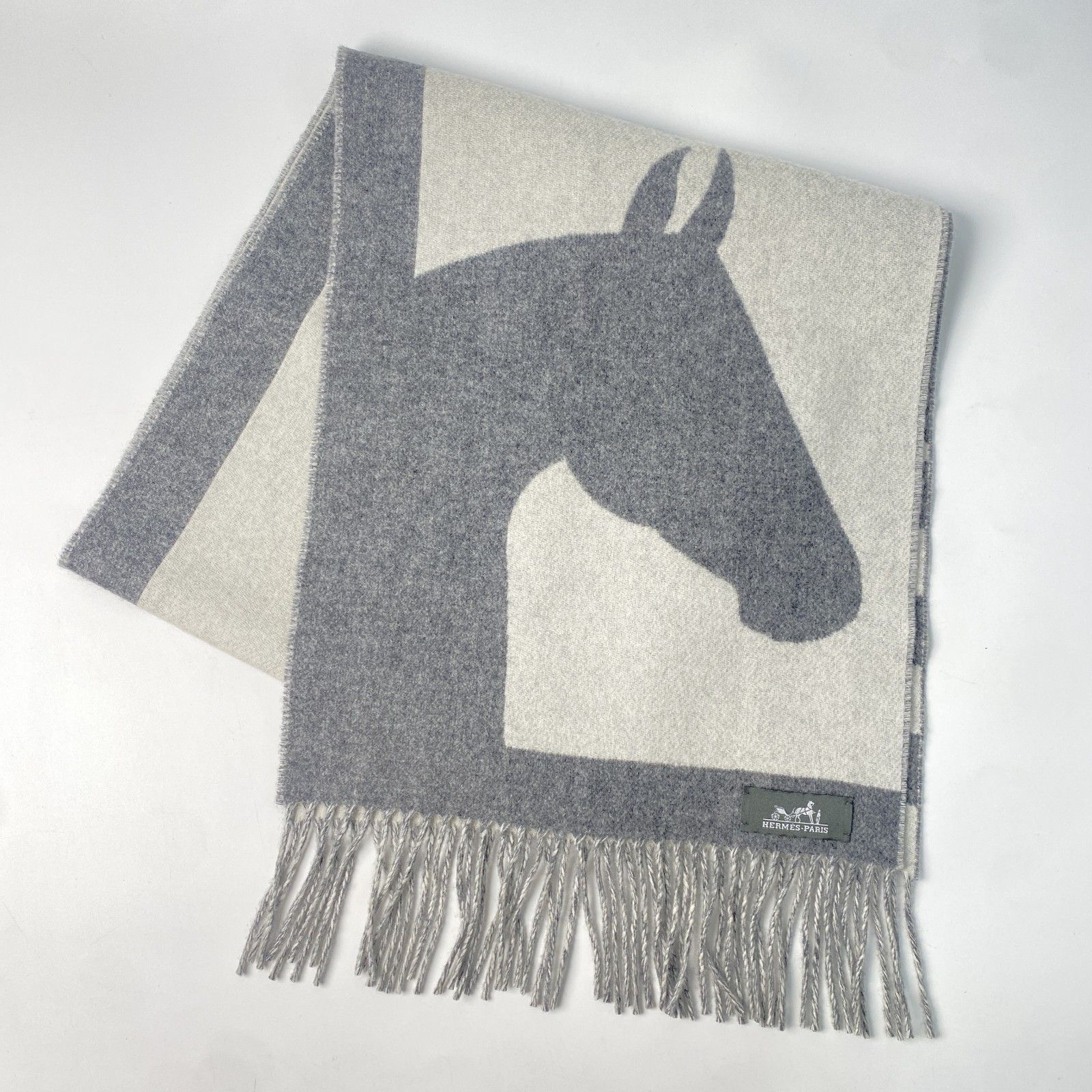 美品 エルメス HERMES レディース ラブストーリー カシミア マフラー 