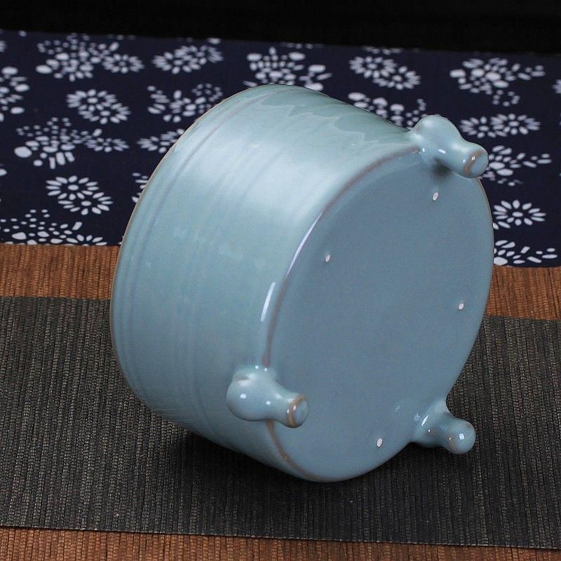 宋汝磁器の3つの足の筆洗をきます 文房 置物 景徳鎮 陶磁器 工芸品 美術品 宋汝窯天青釉三足香炉 筆洗 景徳鎮 陶磁器 装飾品 現代工芸品