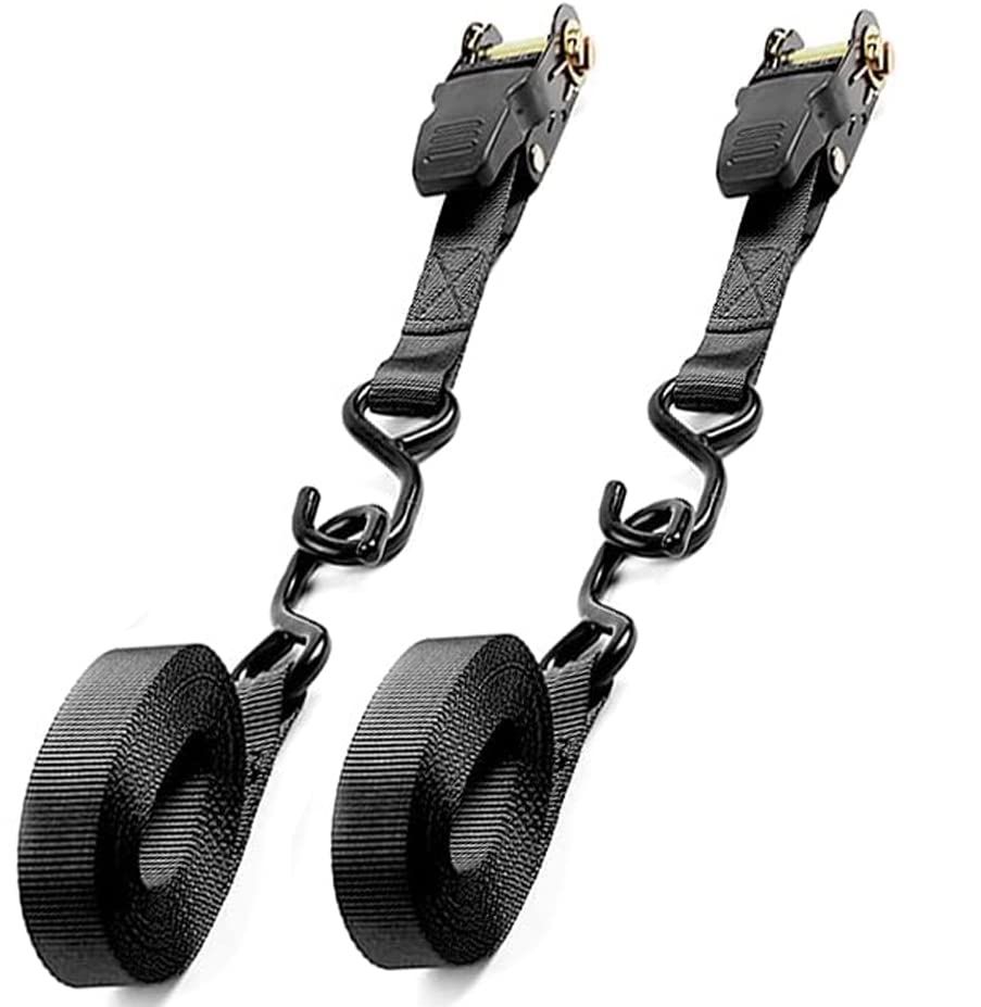 数量 荷物固定ベルト 5m 荷締めベルト 黒 ラチェット式ベルト ラッシング幅2.5cm 破断荷重約800kg ラッシングベルト 2本組 Runbod ブラック