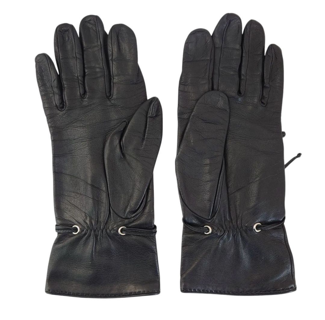 希少】HERMES エルメス レザーグローブ 手袋 ブラック Vintage ロゴ  