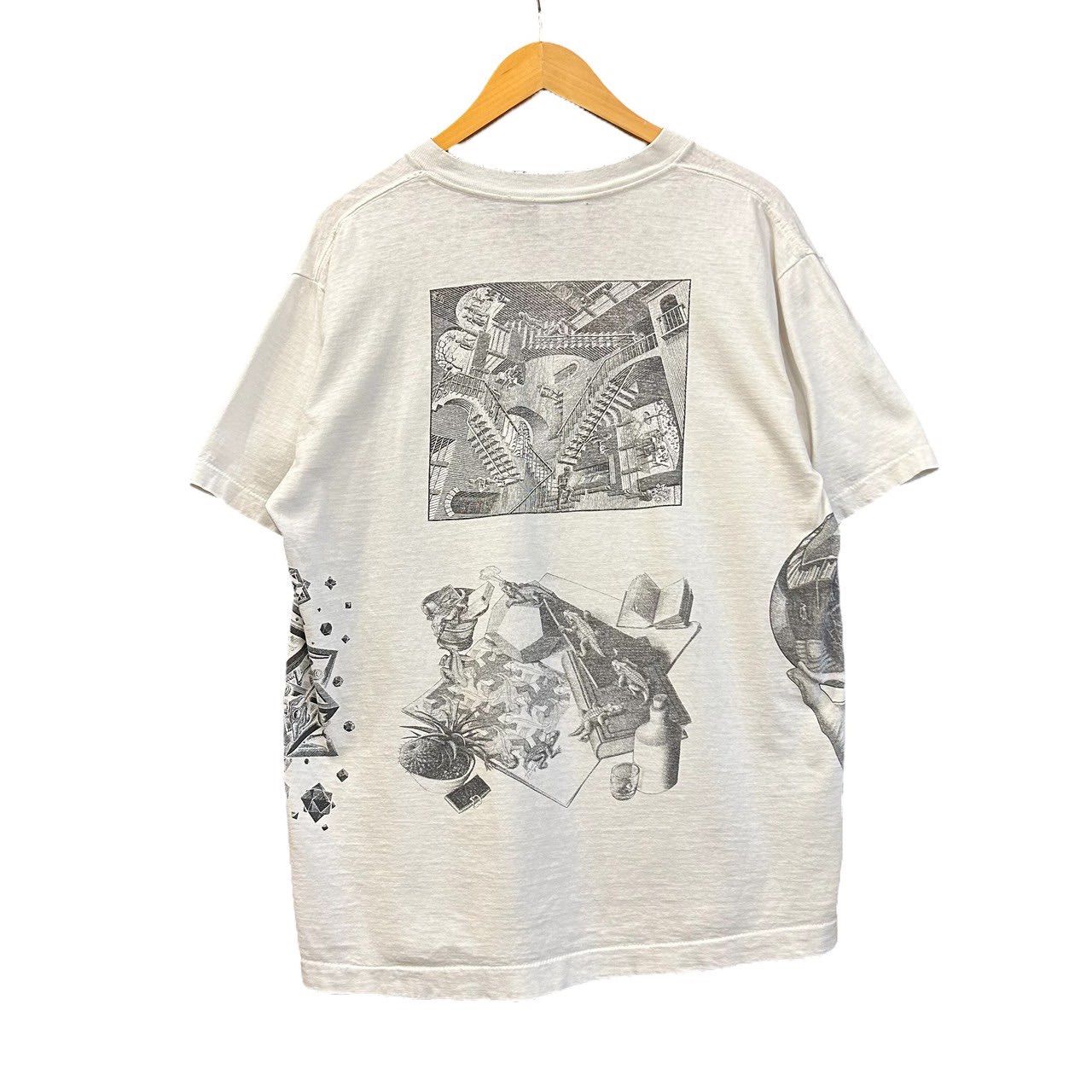 90s ビンテージ エッシャー マルチプリント Tシャツ L ホワイト