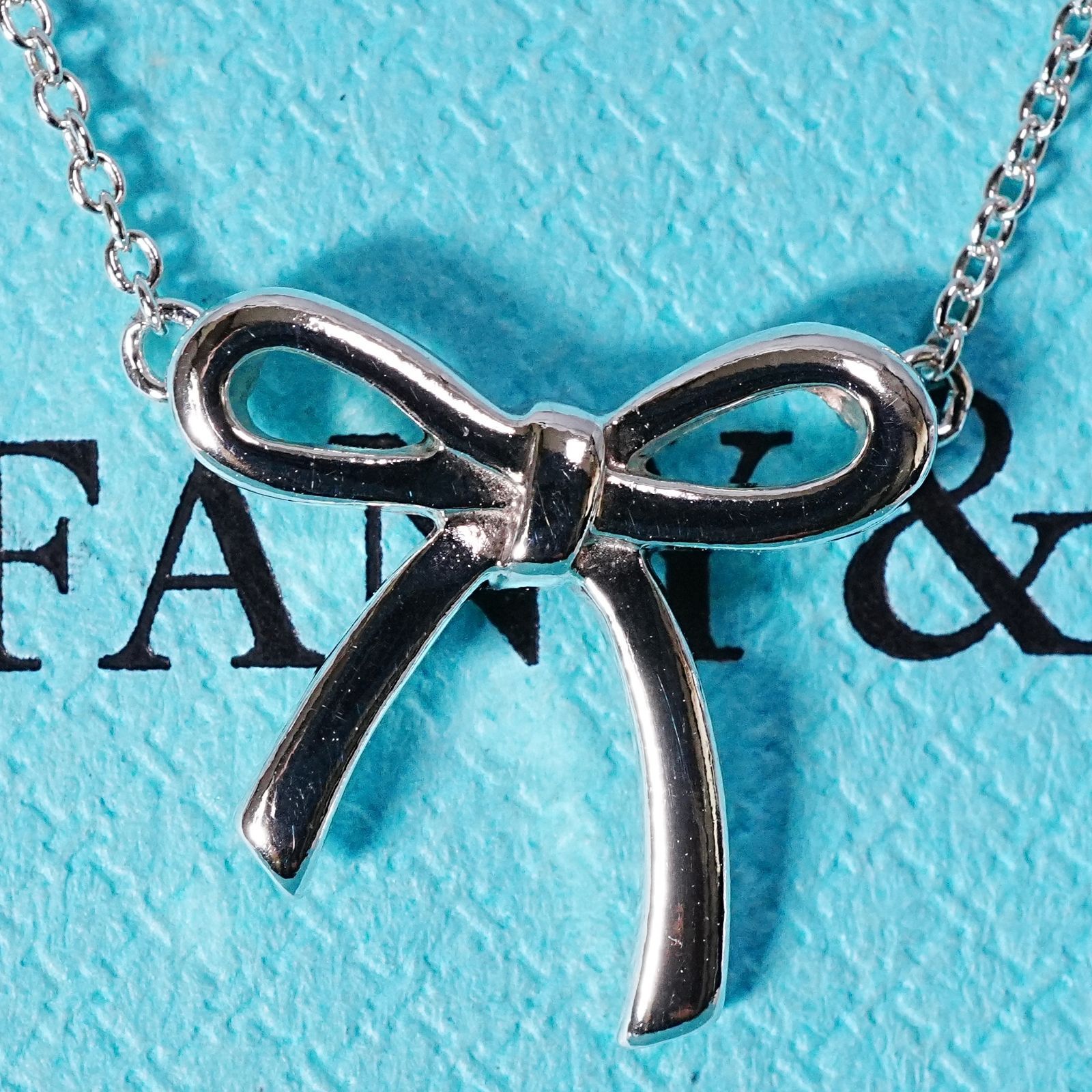 極美品 ティファニー リボン モチーフ ボウ ネックレス/25-1396S