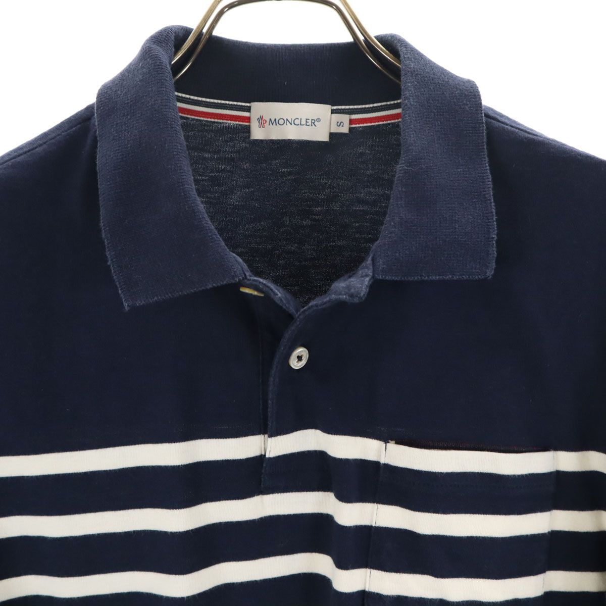 MONCLER（モンクレール） ポロシャツ S ネイビー 紺 ロゴワッペン 襟