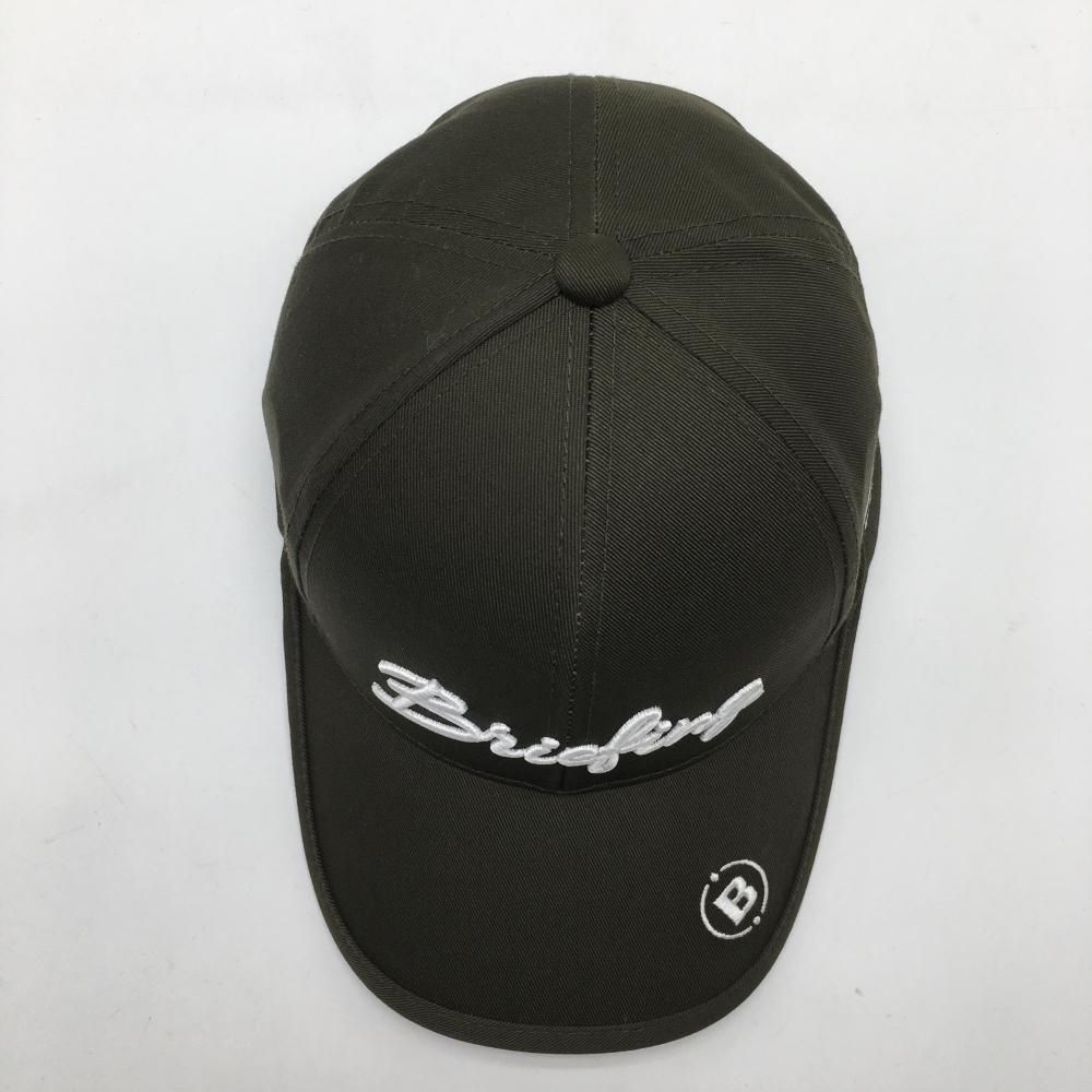 超美品】ブリーフィング キャップ カーキ×白 ロゴ刺しゅう FREE