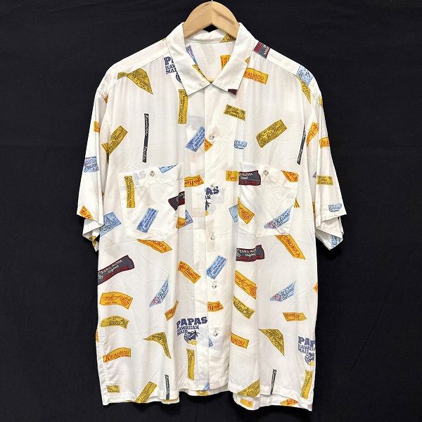 snc パパス Papas 半袖シャツ L 白 マルチ アロハ 柄 メンズ 964884