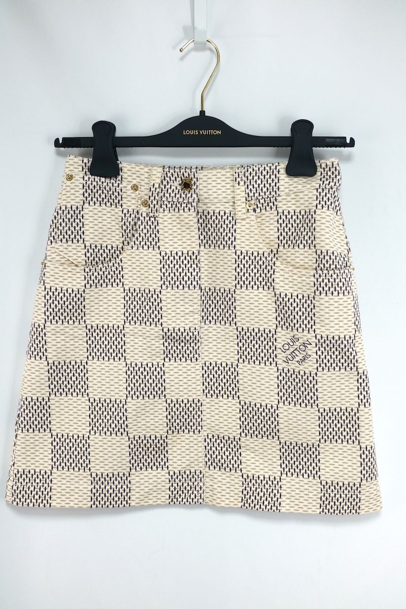 【正規品】ルイヴィトン ダミエアズールデニムAラインミニスカート LOUISVUITTON ルイヴィトン ダミエアズール デニム Aライン スカート