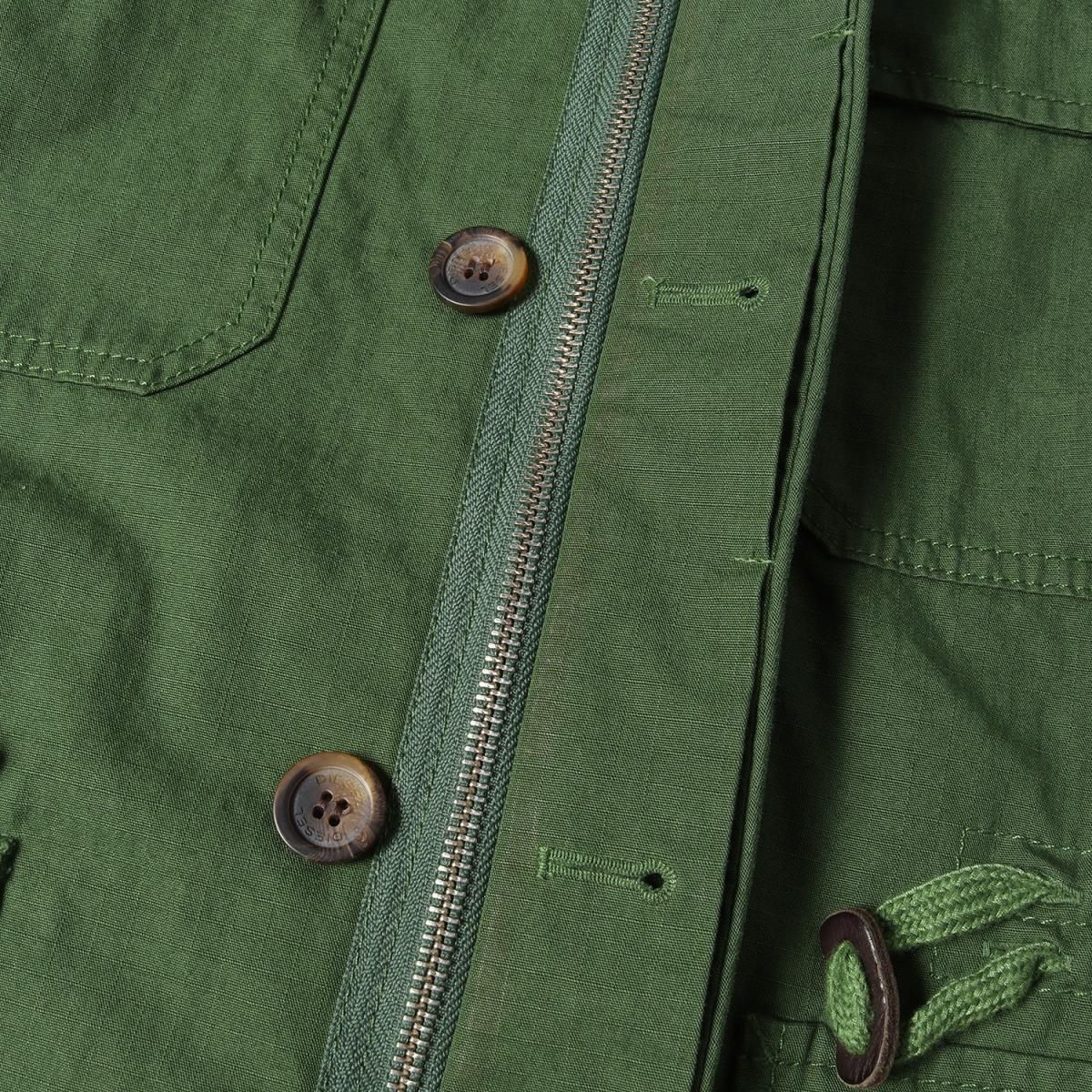 DIESEL レザーエルボーパッチ付きリップストップ ミリタリージャケット DIESEL ディーゼル ジャケット レザーエルボーパッチ付き