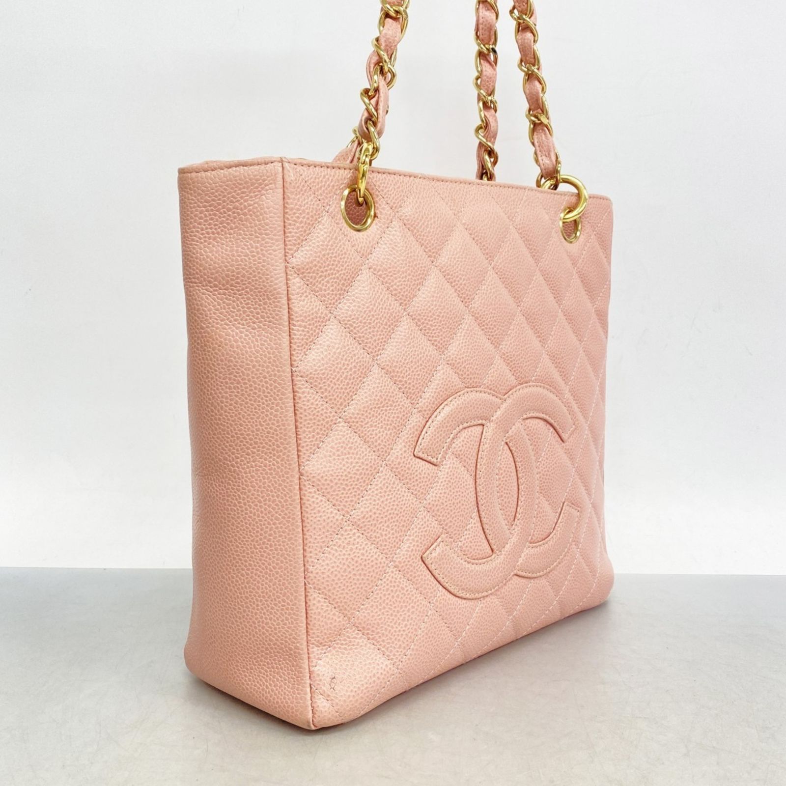 シャネル Chanel シャネル トートバッグ マトラッセ チェーンショルダー キャビアスキン ピンク レディース P1435150