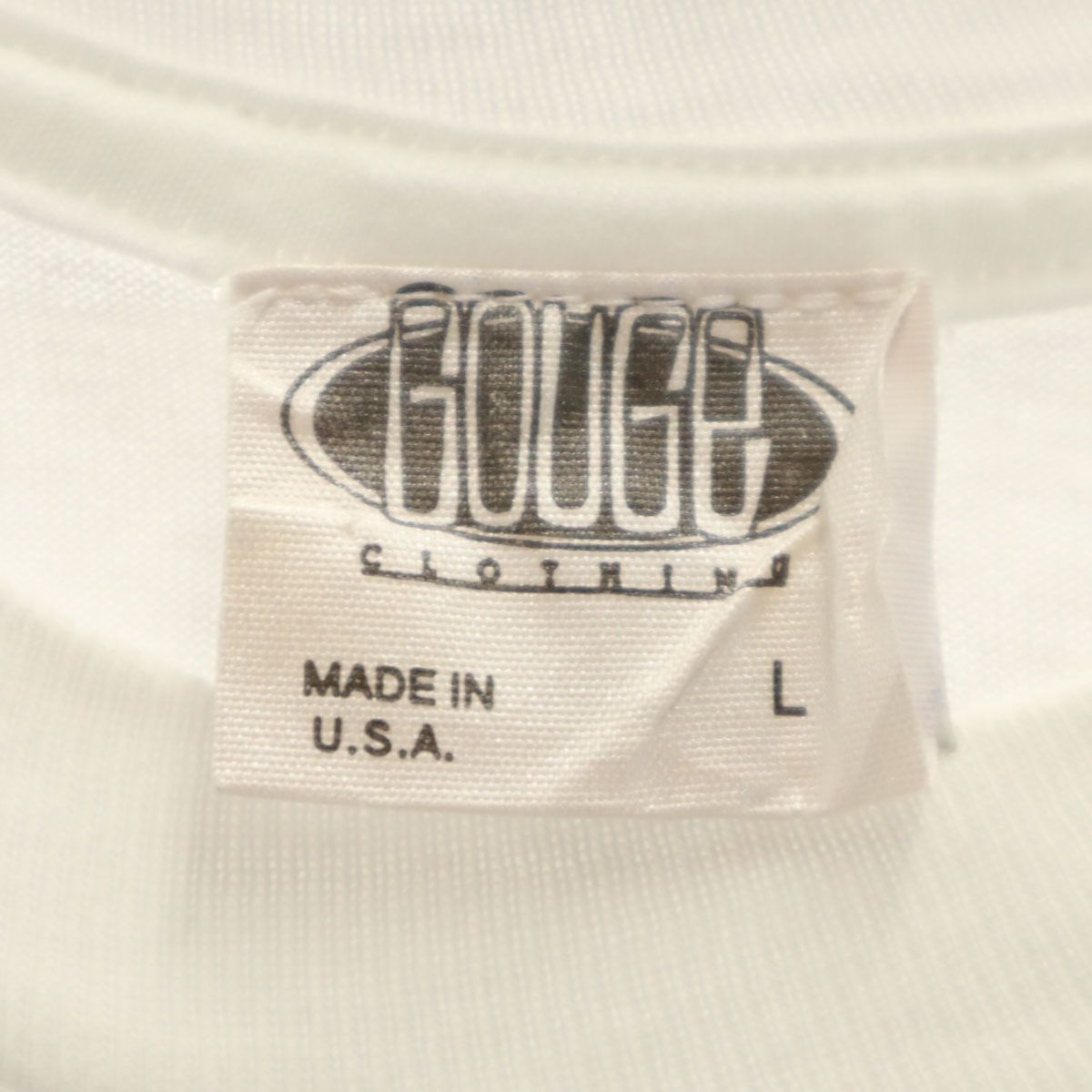 GOUGE 90s USA製 オールド バックプリント 半袖 Tシャツ L ホワイト 