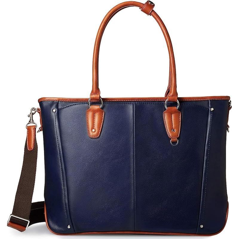 在庫セール グレヴィオ 一流の鞄職人が作る ビジネスバッグ ビジネストートバッグ トートバッグ 大容量 自立 メンズ B4 ネイビー×キャメル