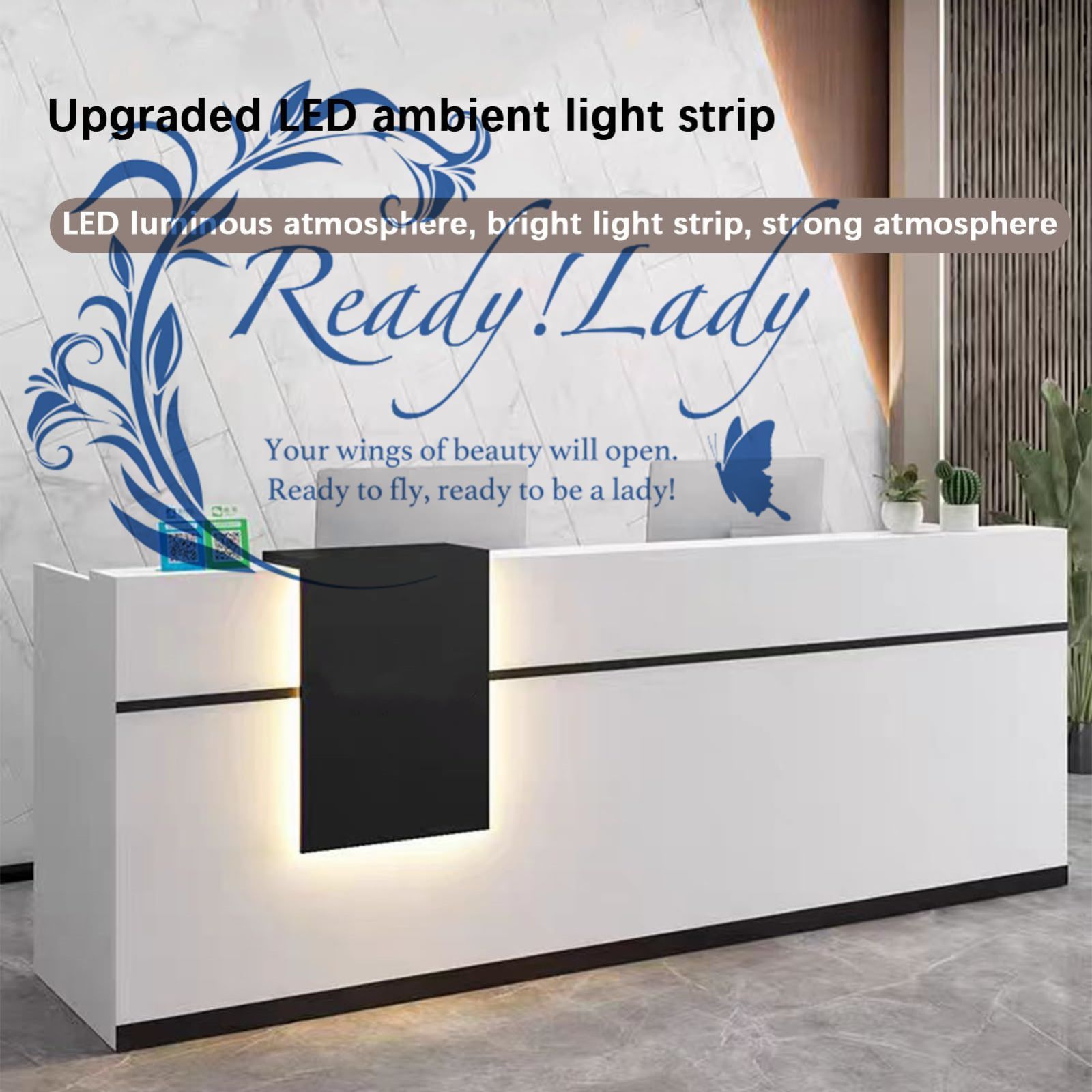 LEDライト付き受付デスク カウンター付き受付デスク