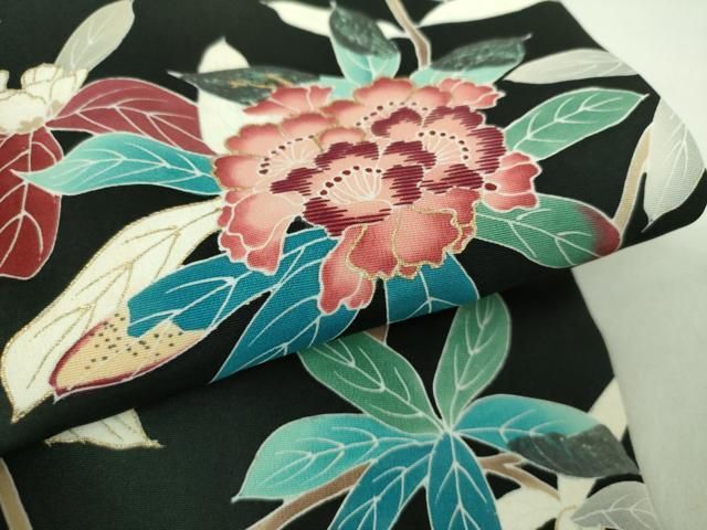 平和屋着物○九寸名古屋帯 型染め 亀甲枝葉文 樺色 鬼しぼ