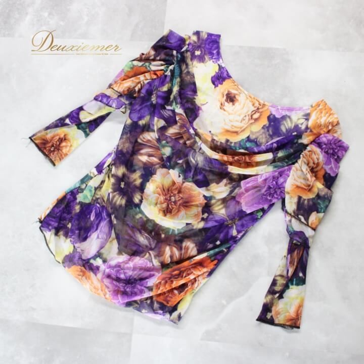 トップス レッスンウェア 練習着 紫 白 パープル ホワイト Lサイズ