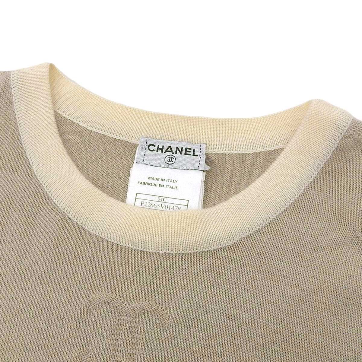 シャネル ココマーク ショートスリーブニット P22665V01478 レディース ベージュ CHANEL 中古 【アパレル・小物】 シャネル ココマーク ショートスリーブニット P22665V01478