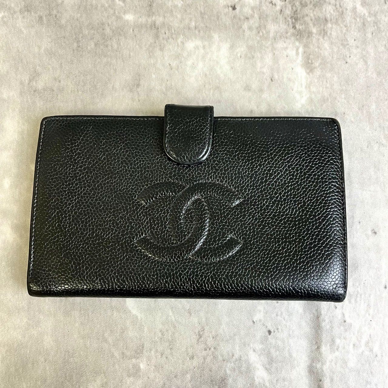 ✨良品✨ CHANEL シャネル 二つ折り財布 がま口 ココマーク デカロゴ  