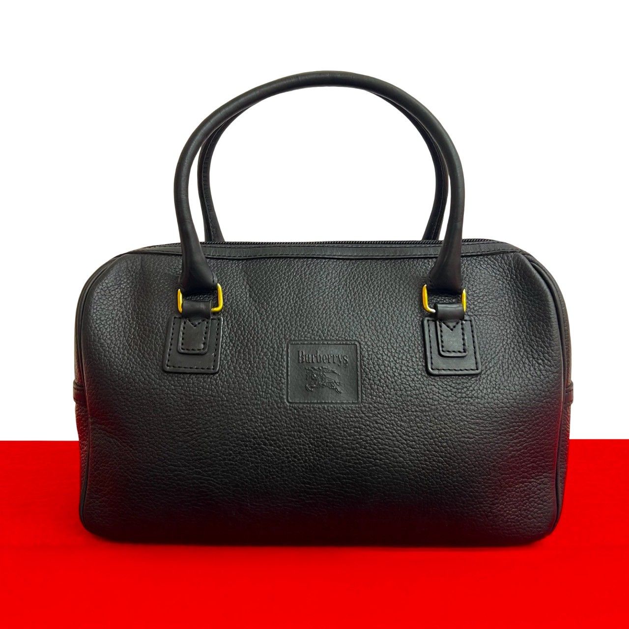 美品 バーバリー ミニボストンバッグ ノバチェック シャドーホース PVC