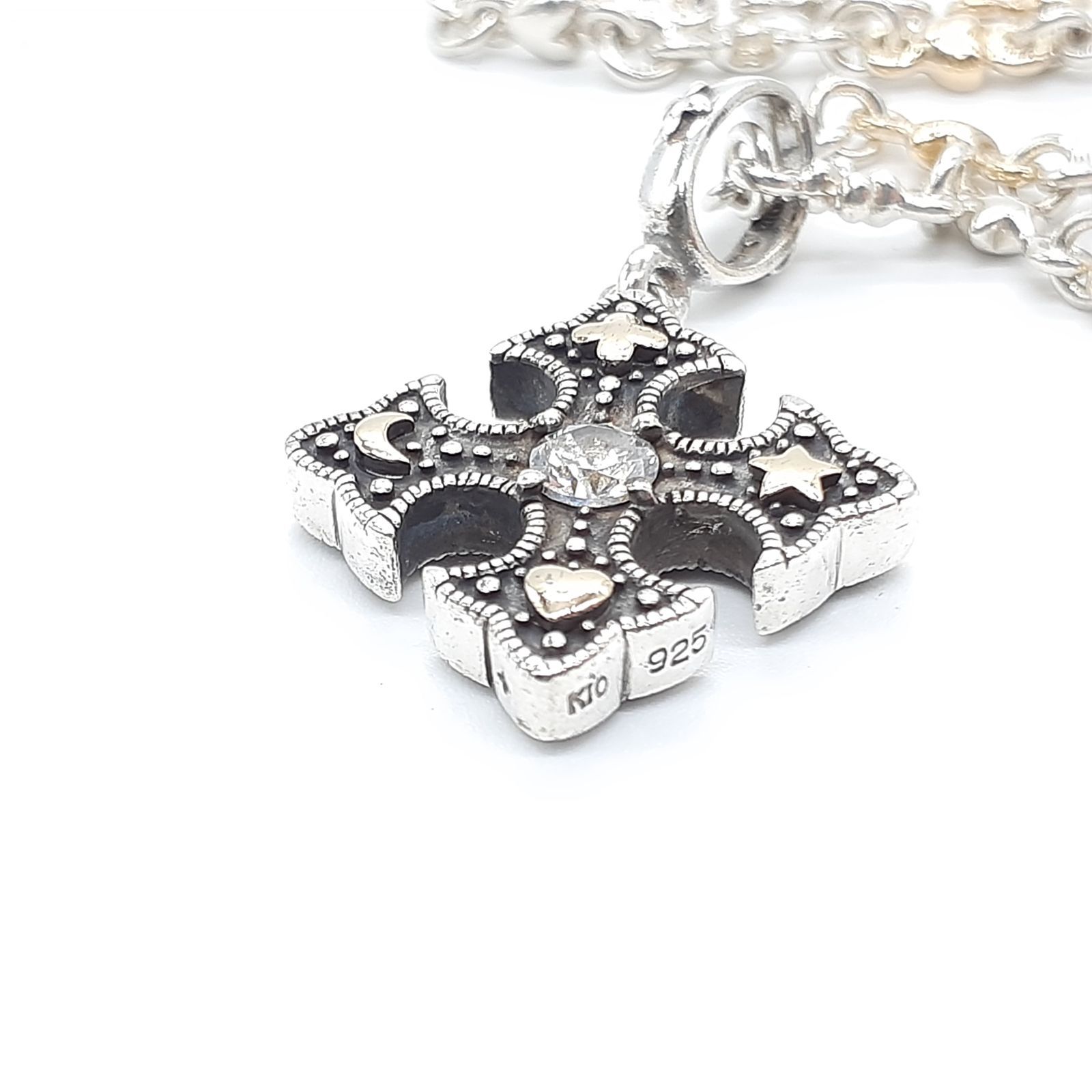 Love&Hate 925シルバーK18ジルコニアクロスペンダント Love&Hate 925シルバーK18ジルコニアクロスペンダント アクセサリー