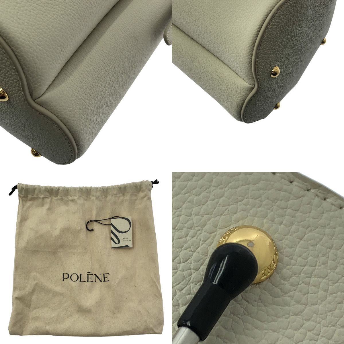 【美品】  POLENE / ポレーヌ | カヌレ ミニ レザー ショルダーバッグ | ホワイト | レディース 美品】 POLENE / ポレーヌ | カヌレ ミニ レザー ショルダーバッグ