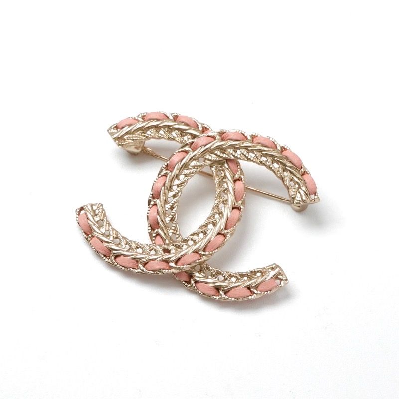 シャネル CHANEL ブローチ コサージュ ゴールド ピンク ココ