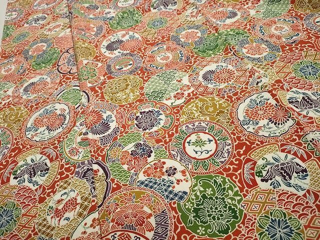 平和屋着物○上質な小紋 型染め 草花文 背抜き仕立て 正絹 逸品 AABA6664ck