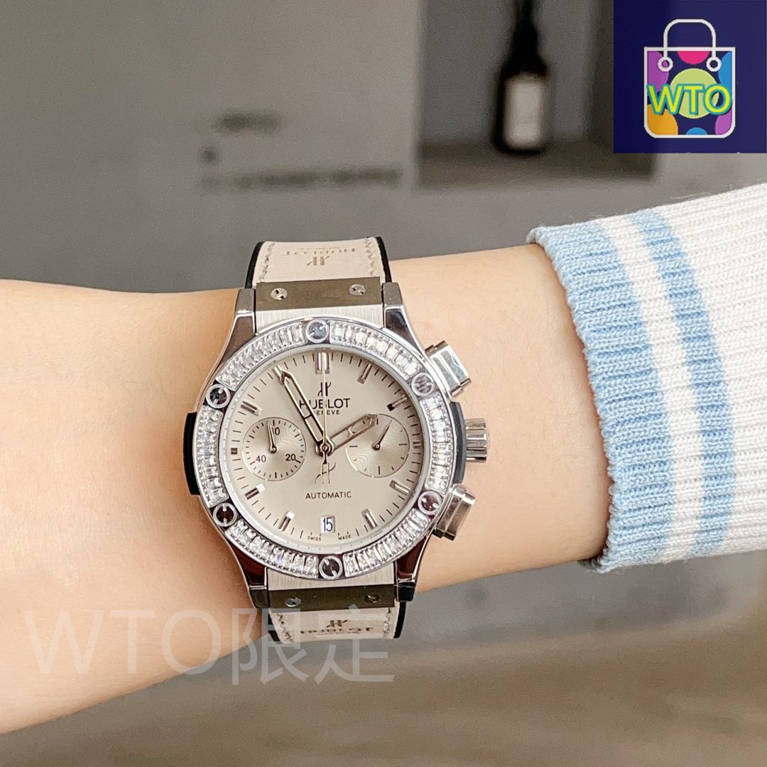 HUBLOT ヒューブロ Big Bang レディース 38mm クロノグラフ 愛を大胆に表現する時計?? 国際アーティスト?陳漫 チェンマン コラボモデル - チェコダイヤ＆天然ゴムバンド｜ ｜ ♥-WTO輸入2