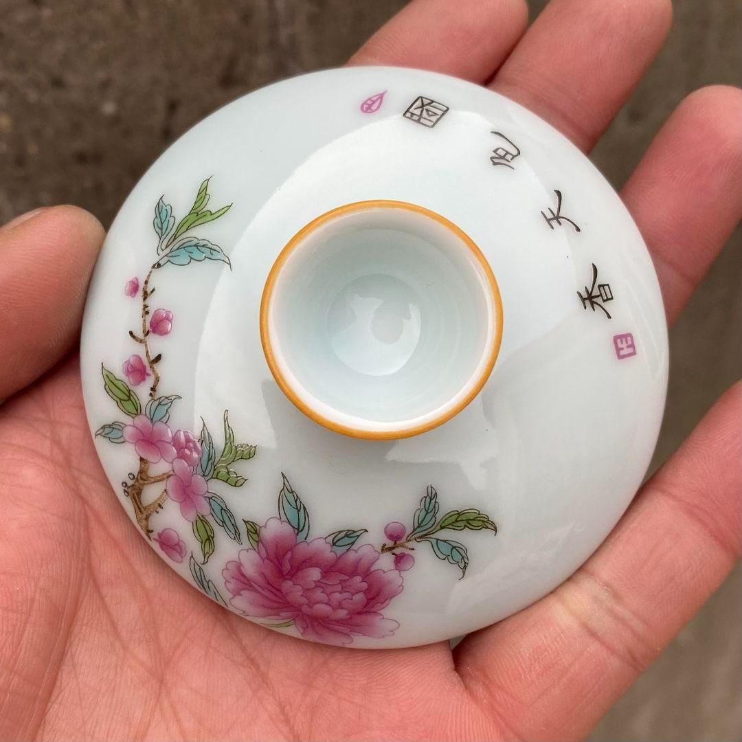 景徳鎮 陶磁器 粉青花鳥蓋碗 中国茶器 煎茶器 新品未使用 - メルカリ