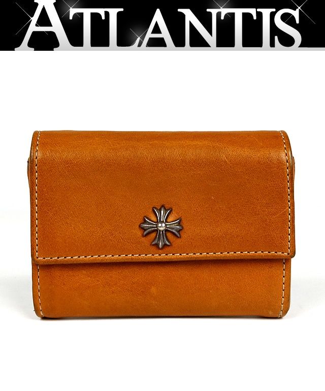 CHROME HEARTS 銀座店 美品 クロムハーツ インボイス付き CHプラス タイニーウォレット グロメット付き ノベルティレザー SV925 茶系 96720
