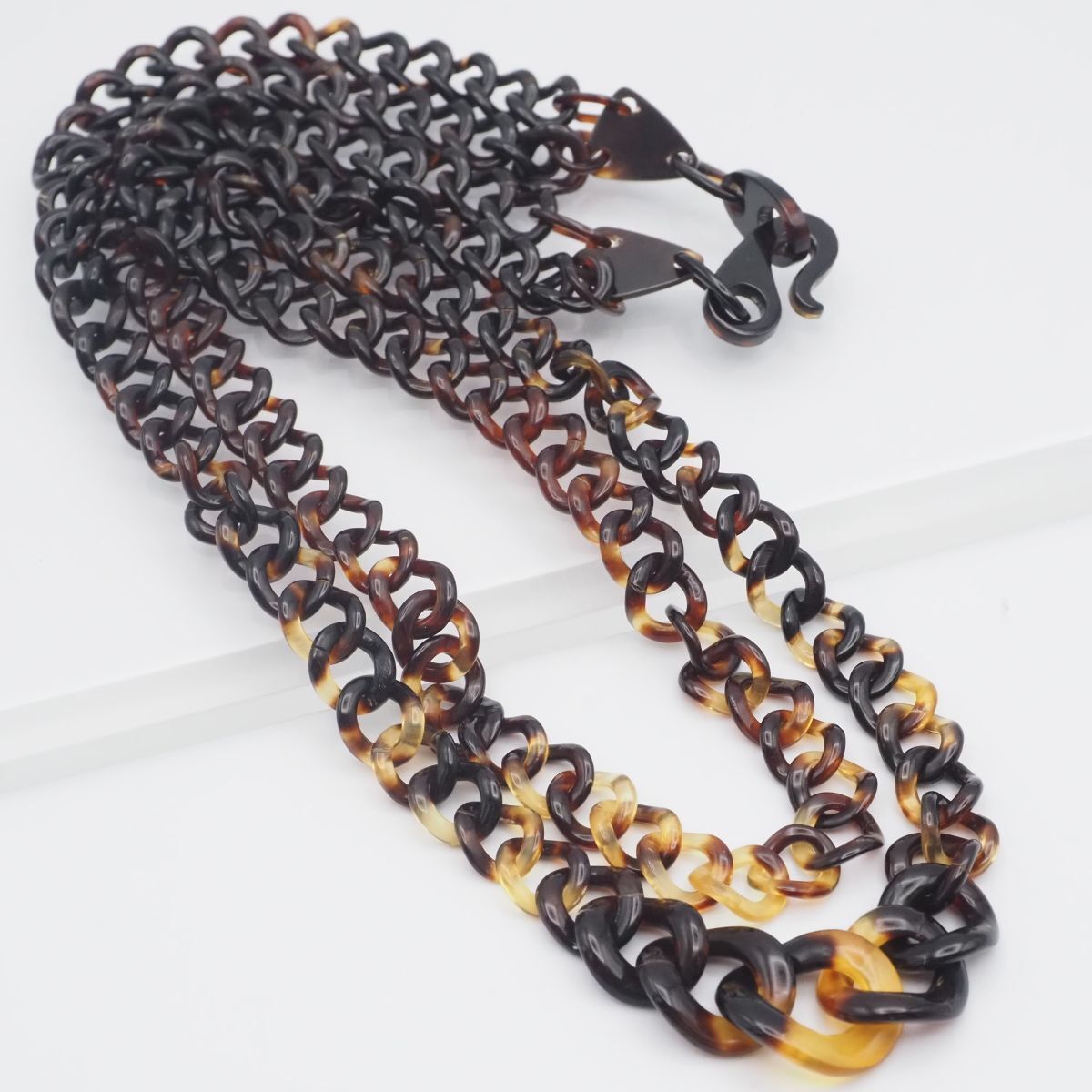 G773 鼈甲 べっ甲 ネックレス 2連 チェーン デザイン - メルカリ