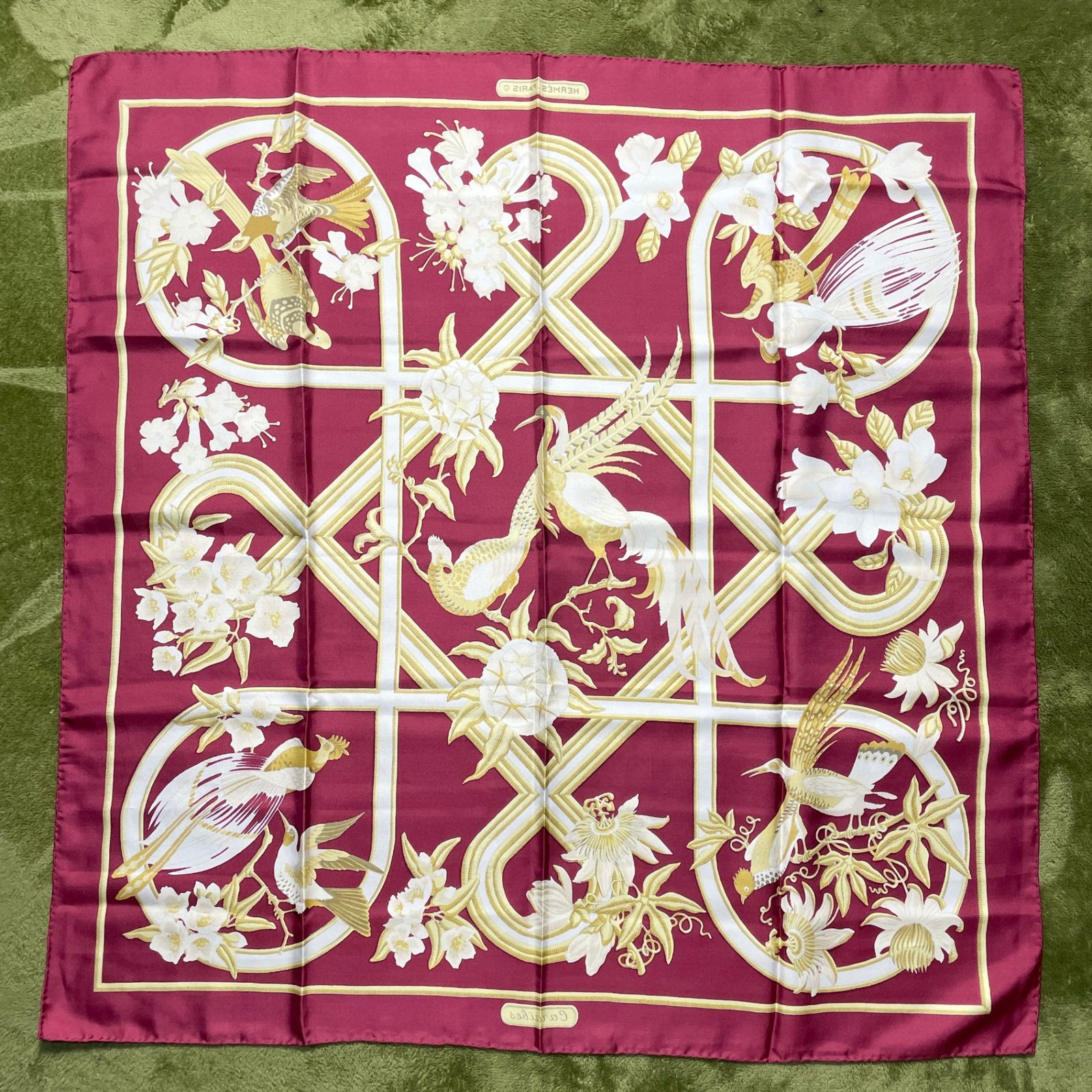 2410-83｜美品｜エルメス カレ90 スカーフ Caraibes カリブ鳥 - メルカリ