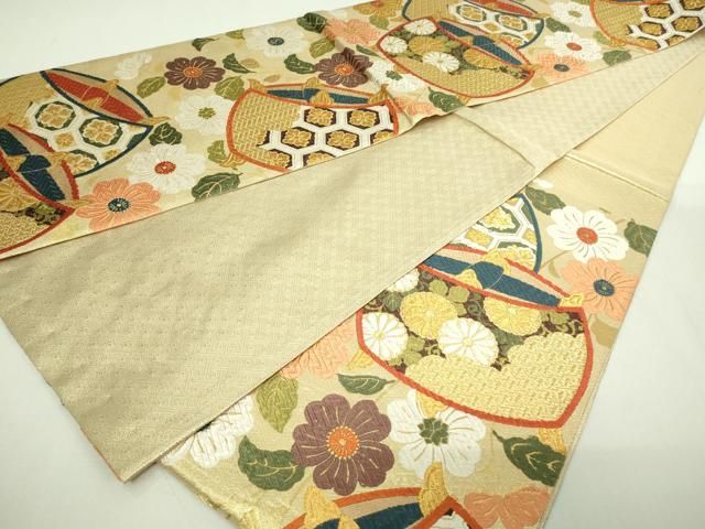 ◆955◆六通柄　袋帯　刺繍　華文　有職文様　唐花草　着物帯　和装着物 ◇955◇六通柄 袋帯 刺繍 華文 有職文様 唐花草 着物帯 和装