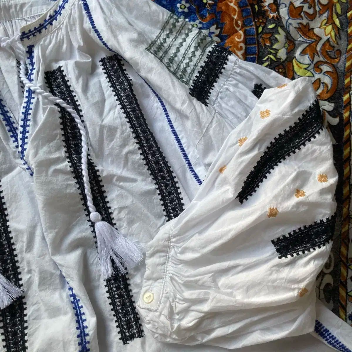 インド製 ジャーナルスタンダード relume 刺繍 パフ チュニック ブラウス