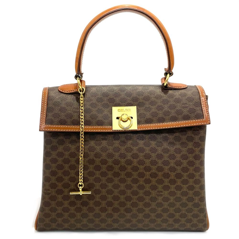 【タイムセール】 セリーヌ ハンドバッグ レディース ヴィンテージ マカダム トップハンドル レザー かばん 鞄 CELINE PVCコーティングキャンバス レザー ブラウン 茶 ゴールド金具 定番【中古品】 CELINE セリーヌ ハンドバッグ ヴィンテージ マカダム トップハンドル レザー かばん 鞄 PVCコーティングキャンバス レザー ブラウン 茶 ゴールド金具 レディース 定番【品】