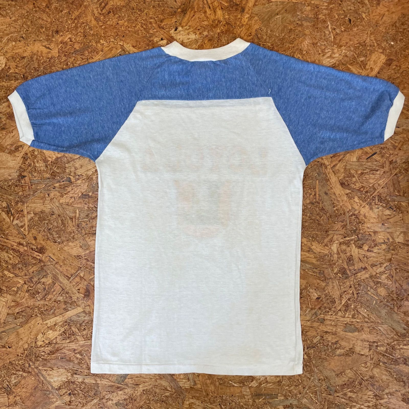 70s BANTAMS リンガーTシャツ S ホワイト×霜降りブルー 半袖 70年代