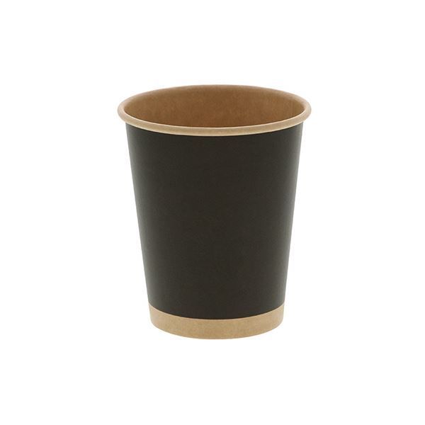 シモジマHEIKO ペーパーカップ アイス ホット兼用 8オンス 295ml 未晒ブラック 口径80mm 0045359421セット 1000個 50個×20パック