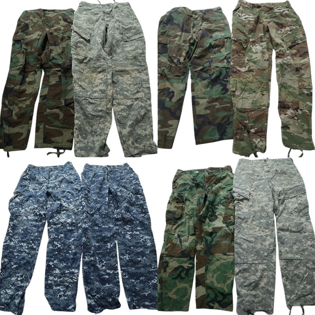 古着卸 まとめ売り 米軍実物 フィールドパンツ カモ柄MIX ミリタリー 8枚セット (メンズ M ) ウッドランド デジカモ NWU マルチカム MW0116