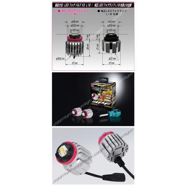 フォグランプ LED L1B 5000lm 2600K イエロー 黄色 12V用 2本入 ドライバーユニット一体型 5L4FLM IPF 5L4FLM E1E1 BRIGHTFACE_UK