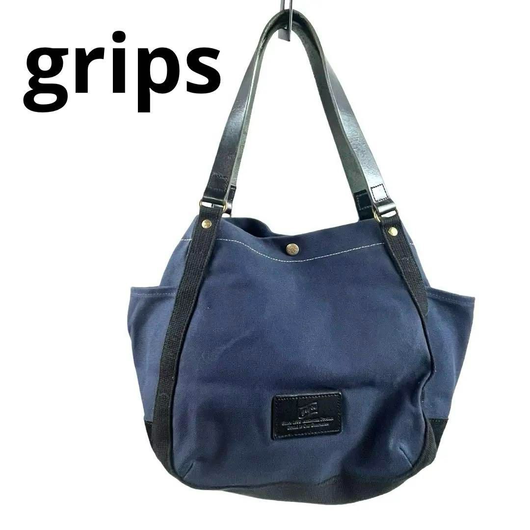 grips グリップス キャンバス×スエード トートバッグ ネイビー×ブラック