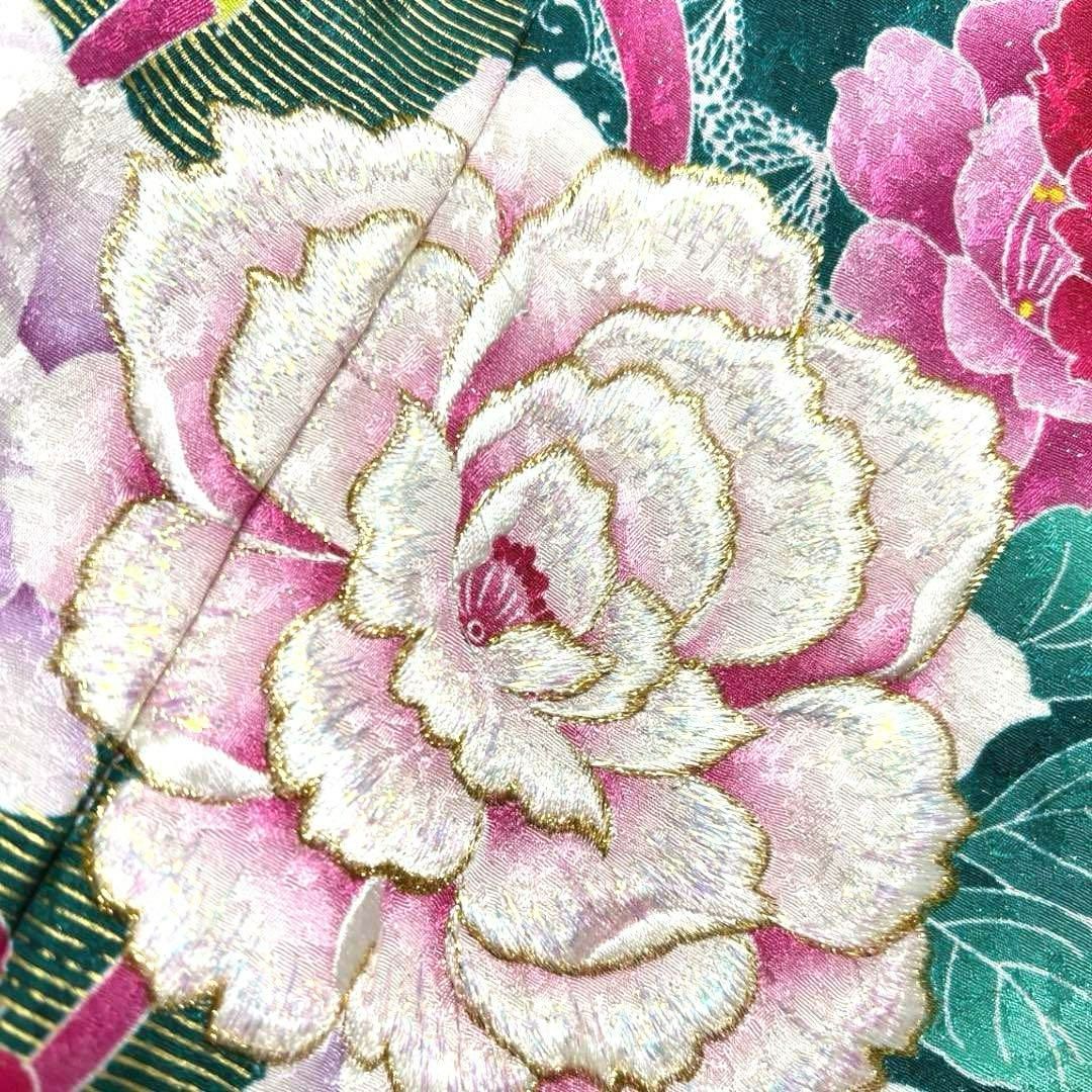 銀通し刺繍ハート薔薇星リボン振袖晴れの日 着物 021a p